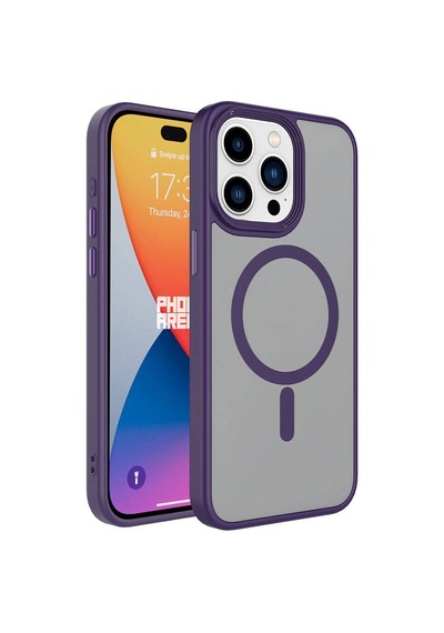 Apple Uyumlu  iPhone 15 Pro Max Kılıf Mat Arka Yüzey Wireless Şarj Özellikli Zore Flet M-safe Kapak