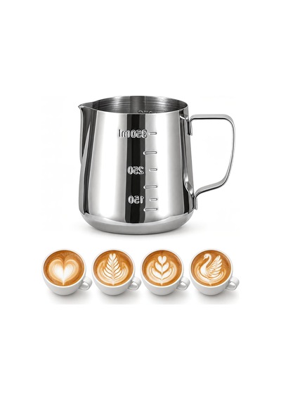 304 Çelik 350 Ml Kahve Süt Köpürtme Potu Sütlük Pitcher Cin502 2 Siyah