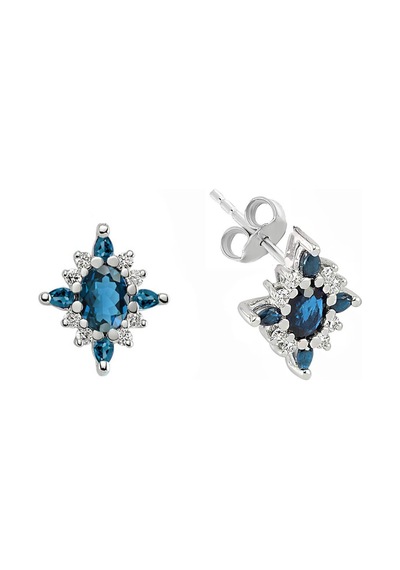Sirius Pırlanta Ve London Blue Topaz Taşlı Mai Küpe  0804E0160