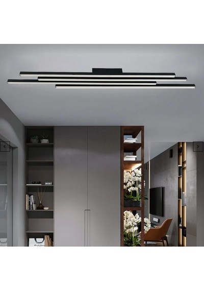 Siyah 4* 100 cm Led Tavan Lambası 3000K Sarı Işık Modern Avize