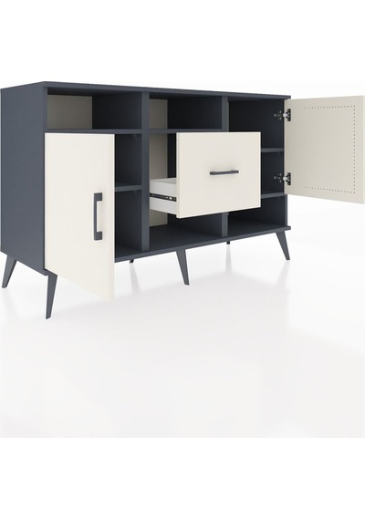 Hyperion Konsol 5 Raflı Tek Çekmeceli 2 Kapaklı 132x44x83 Antrasit-aytaşı Aytaşı Hyperion Konsol 5 Raflı Tek Çekmeceli 2 Kapaklı 132x44x83 Antrasit-aytaşı Aytaşı