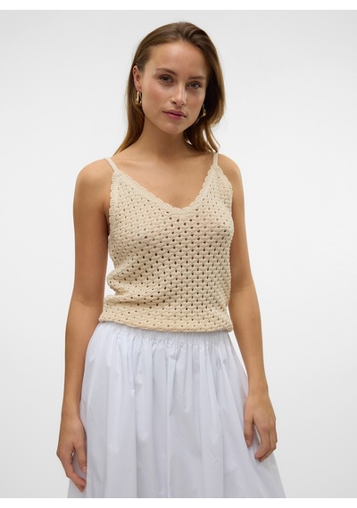 Vero Moda Ekru Kadın Kazak Vmregına Sl V-neck Top Krem