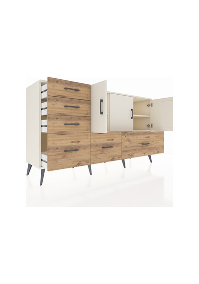 Kronos Konsol 4 Raflı 6 Çekmeceli 3 Kapaklı 176x59x99 Aytaşı-ayta Aytaşı-aytaşı/çam