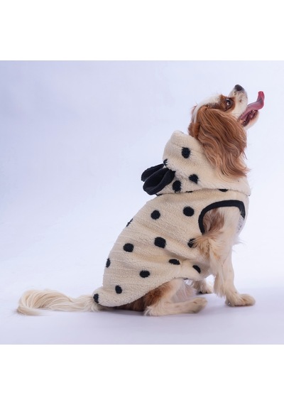Beyaz Tahoe Plush Yelek Peluş Kulaklı Kedi Köpek Yeleği Kedi Köpek Elbisesi Kedi Köpek Kıyafeti
