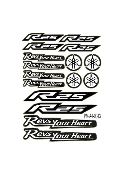 Sticker Seti R25 Yamaha Motosiklet A4 Ebatı 04 Nötr