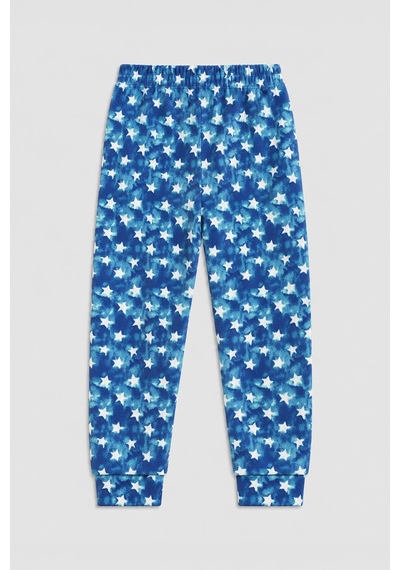 Markapia Erkek Çocuk Yıldız Desenli Yumuşak Kadife Dokulu Pijama Takımı Mavi