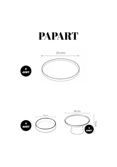 Mavi Limon 11 Parça 6 Kişilik Handmade Stackable Seramik Tabak Seti Premium Sunum & Kahvaltı Takımı Beyaz