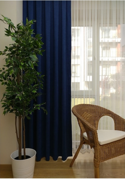 Evdepo Home Lacivert Düz Renk Fon Perde Tek Kanat Lacivert