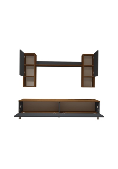 Decoraktiv Eko 5da Mdf Std Krom Ayaklı Tv Ünitesi Tv Sehpası Ceviz - Antrasit