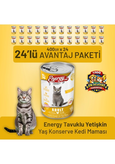 Energy Tavuklu Yetişkin Yaş Kedi Maması 400 G - 24 Adet