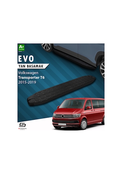 S-dizayn Vw Transporter T6 Kısa Şase Evo Siyah Yan Basamak 213 Cm 2015-2019