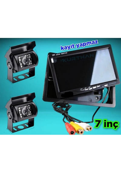 2 Adet Metal Kasa Kamera Ve Kayıtsız 7'' Ekran 12 24 Volt