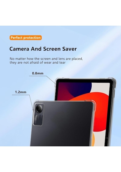 Samsung Galaxy Uyumlu Tab S9 Fe Kılıf Darbelere Dayanıklı Şeffaf Kapak