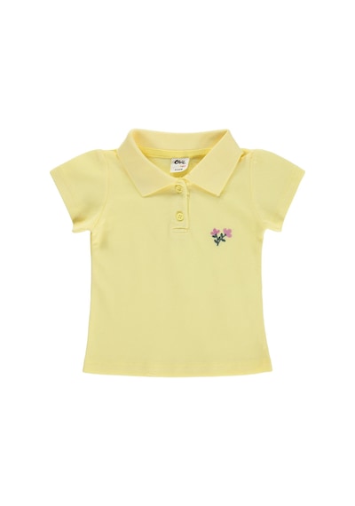 Civil Baby Çiçek Nakışlı Basic 6-18 Ay Tişört - Sarı Açık Sarı
