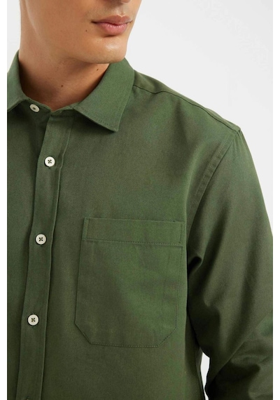 DeFacto %100 Pamuk Regular Fit Düğmeli Basic Düz Gabardin Uzun Kollu Gömlek A5383AX24AUGN900