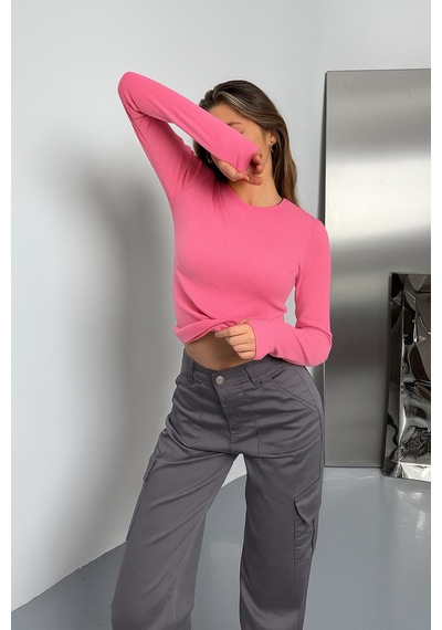 Balenbi Kadın Buzzy Parmak Geçmeli Bisiklet Yaka Basic Body 1130 Pembe