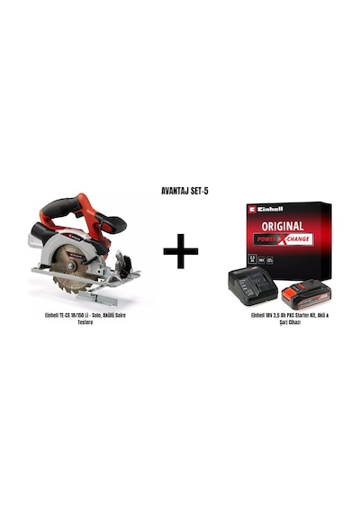 Einhell Set-5 Einhell Te-cs 18/150 Li Akülü Daire Testere+einhell 18v 2,5 Ah Pxc Starter Kit, Akü & Şarj Cihazı Einhell Set-5 Einhell Te-cs 18/150 Li Akülü Daire Testere+einhell 18v 2,5 Ah Pxc Starter Kit, Akü & Şarj Cihazı