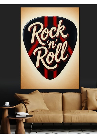 Ahşap Tablo Rock'n Roll Gitar Penası