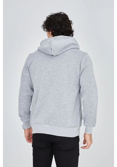 Luz&pos Erkek Tam Fermuarlı Kapşonlu Sweatshirt - Gri Gri
