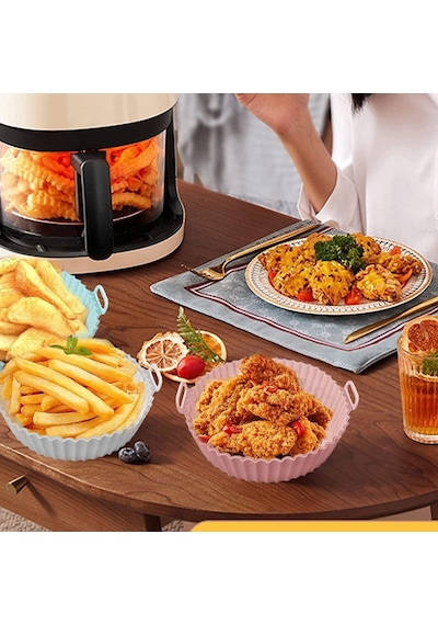 Buffer Renkli Isıya Dayanıklı Yıkanılabilir Silikon Fırın Ve Airfryer Yuvarlak Pişirme Matı 20 Cm 11