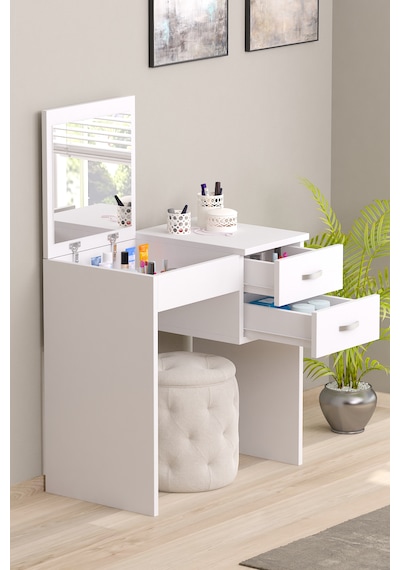 Bicabin Luxe Aynalı 2 Çekmeceli Organizer Dolaplı Makyaj Masası -Beyaz Bicabin Luxe Aynalı 2 Çekmeceli Organizer Dolaplı Makyaj Masası -Beyaz