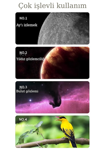 Greatech F400x70 Profesyonel Astronomik Uzay-doğa Gözlem Teleskobu 333x Eğitici-öğretici Yüksek Çözünürlüklü