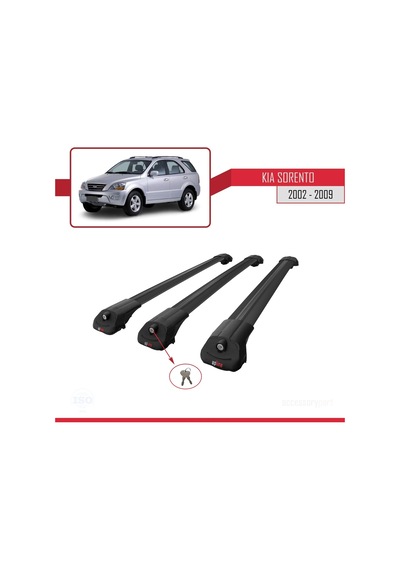 Kia Sorento 2002-2009 Arası İle Uyumlu Ace-1 Ara Atkı Tavan Barı Siyah 3 Adet Bar