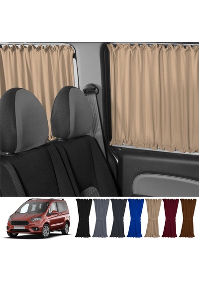 Pandami Ford Tourneo Courier 2014+ Uyumlu Krem Raylı Oto Perde Takımı