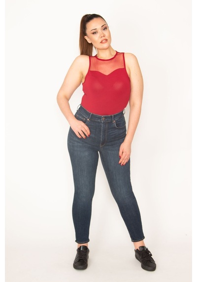 Şans Kadın Lacivert 5 Cep Likralı Süper Skinny Jean Pantolon 65n35381-lacivert Lacivert