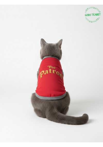 Kırmızı The Patron Yazılı Kedi Ve Köpek Kıyafeti Tişörtü Elbisesi Xsmall/xs/beden 0