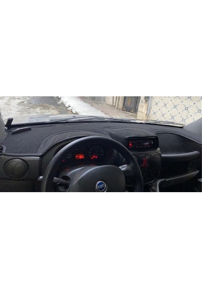2000-2008 Modellerine Uygun Fiat Doblo Airbagsiz Torpido Koruma Halısı Siyah Kenar Renk Siyah