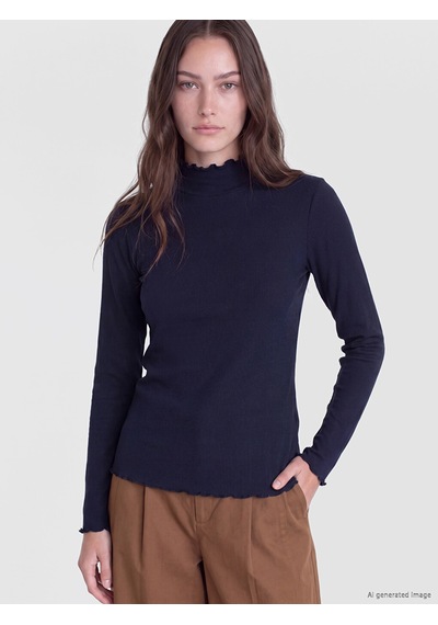 Lcw Modest Lacivert Dik Yaka Kadın Fitilli Body