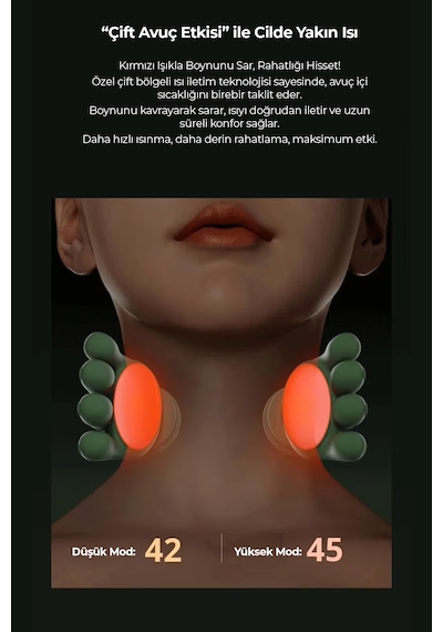 Robo Ovmalı,ısıtıcılı İnsan Eli Şeklinde Şarjlı Masaj Aleti Yeşil