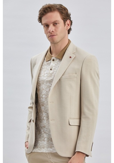 İmza Bej Desenli Örme Mono Yaka Likralı 6 Drop Slim Fit Dar Kesim Casual Ceket 1002240157-bej Bej İmza Bej Desenli Örme Mono Yaka Likralı 6 Drop Slim Fit Dar Kesim Casual Ceket 1002240157-bej Bej
