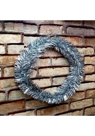 Gün Işığı Led Işıklı Garland 5 Metre Işıklı Parlak Metalik Gümüş Çam Dalı Led Işıklı Gümüş Garland