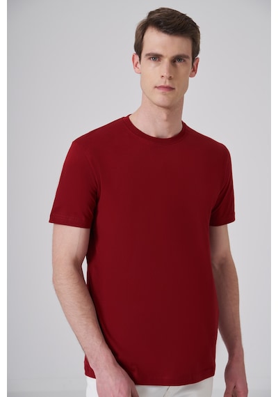 Morven Erkek Bordo Basic Bisiklet Yaka Dynamic Fit Pamuk T-shirt 26yc018008750 Bordo