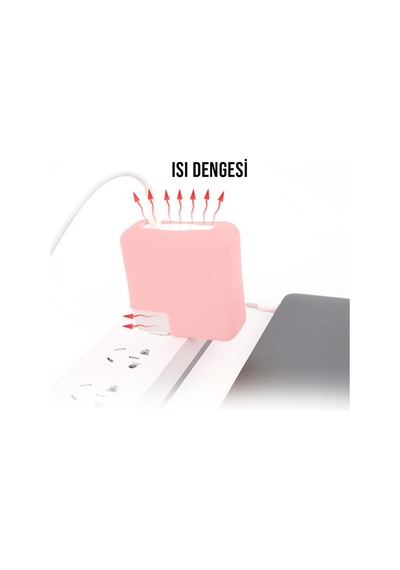 Macbook Şarj Aleti Kılıfı Silikon 29w A1540, 30w A1882, 35w A2571 Usb-c Uyumlu Macbook 12 Ve Air 13.3/13.6/15.3 Adaptör Koruyucu Pembe