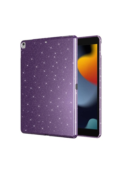 iPad Uyumlu  Pro 10.5 7 Nesil Simli Parlak Görünümlü Zore Tablet Koton Kılıf - Derin Mor Arka Kapak