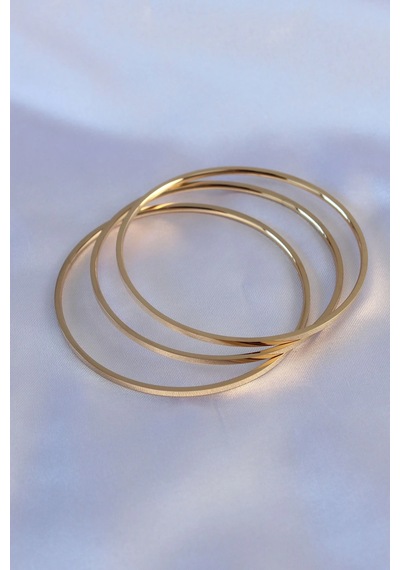 Mey İthalat 316l Çelik Gold Renk 3'lü Ajda Model Kadın 60 Mm Bilezik Diğer