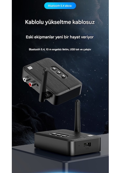 Antenli Bluetooth Adaptör Bluetooth 5.4 Receiver Aux Usb Rca Wireless Araç Hoparlör Bluetooth Kiti