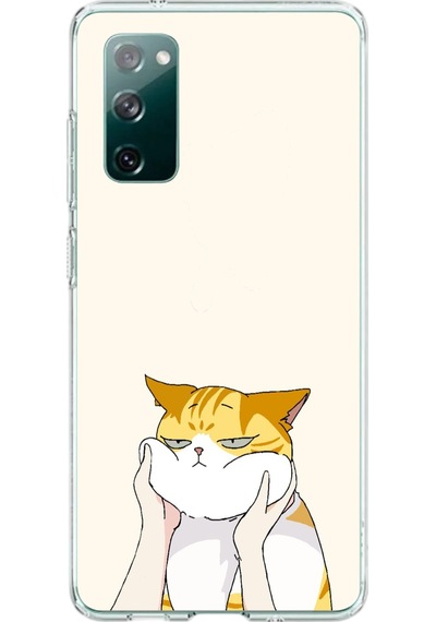 Samsung Galaxy S20 Fe Uyumlu Sarı Kedi Yanakları Baskılı Silikon Kılıf Renkli