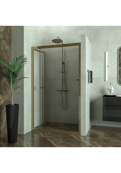 Tekno Duş Bronze Corina Akordiyon Şeffaf Cam Duşakabin Şeffaf