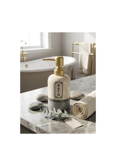 Porselen Sıvı Sabunluk - Lüks Banyo Ve Mutfak Sabunluk - 350 Ml Gri - 887962033 Gri
