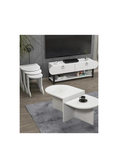 Vega Tv Ünitesi+sehpa Salon Set Beyaz