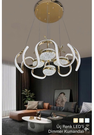 Asel Kumandalı 4 Modern Top Gold Avize