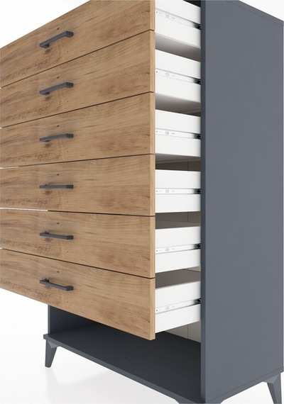 Hyperion Dolap 6 Çekmeceli 88x44x134 Antrasit-çam Antrasit