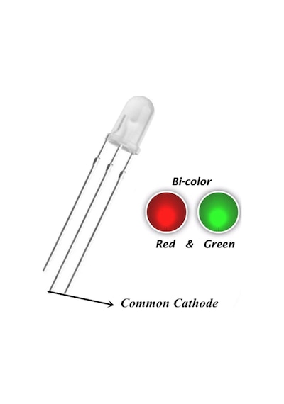 5 Adetled 5mm Kırmızı Yeşil Ortak Katot 2 Renk Led 5mm