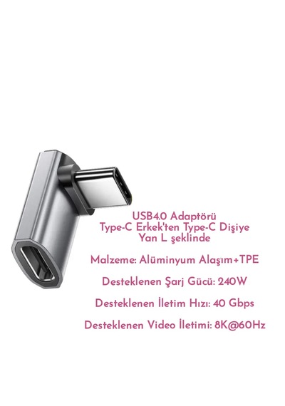 Essager 240W Type-C Erkek Type-C Dişi Adaptör 40GBPS 8k+4k USB 4.0 Ce Lisanslı Çevirici Dönüştürücü Adaptör