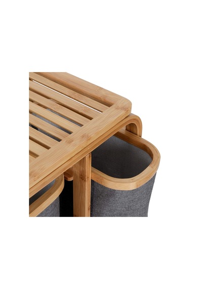 Ahşap Bambu 3 Bölmeli Çamaşır Sepeti 50x30x70 Cm Diğer