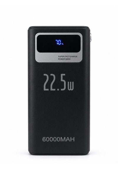 60.000mah Powerbank Lightning-type-c Şarj Kablolu Hızlı Şarj Kısa Devre Aşırı Isınma Koruma 4 Cihaza Kadar Destek Fenerli 3 Modlu Taşınabilir Dijital Ekranlı 4 Çıkış 3 Giriş Siyah